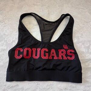 PINK Vicroria’s Secret Ultimate Med Black Red UH Cougars Houston TX Sports Bra